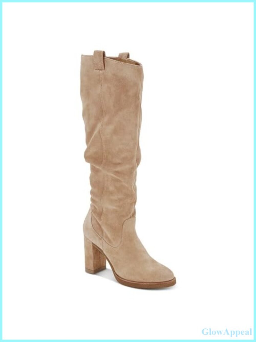 Faux Suede Knee High Boots Chunky Block Heel Wide Calf Side Zip Womens